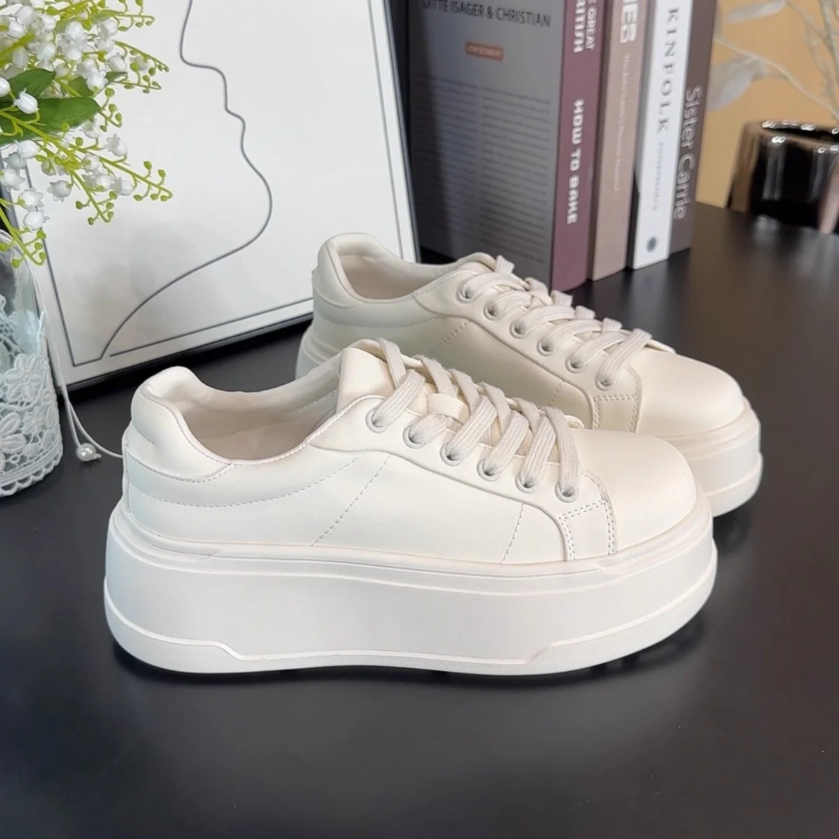 Damen modische Plateau Sneakers mit bequemer Innensohle und rutschfester Sohle R&B - Image 2