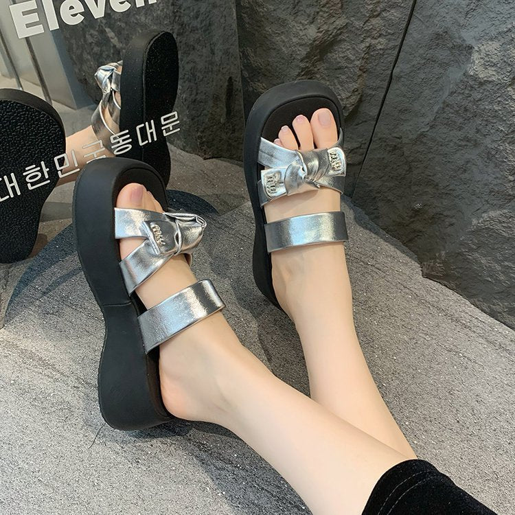 Damen modische Plateausandalen mit dekorativem Schleifendetail R&B - Image 3
