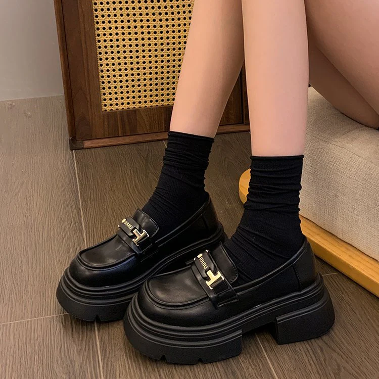 Damen modische Plateauschuhe mit dekorativer Schnallenverzierung und rutschfester Sohle R&B