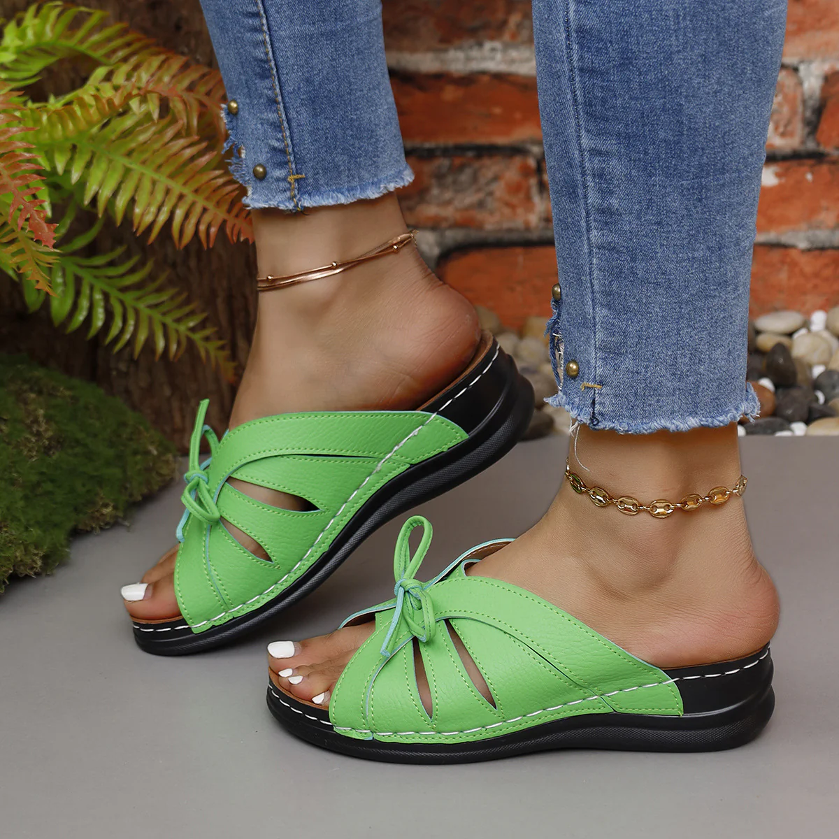 Damen modische Riemchensandalen mit luftiger Schnittführung und dekorativem Knoten Heidi-Mode - Image 9