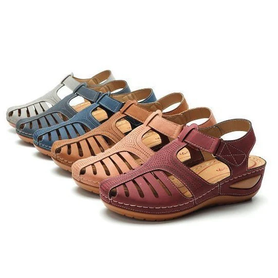 Damen modische Riemensandalen mit atmungsaktiver Oberfläche und verstellbarem Klettverschluss R&B - Image 5
