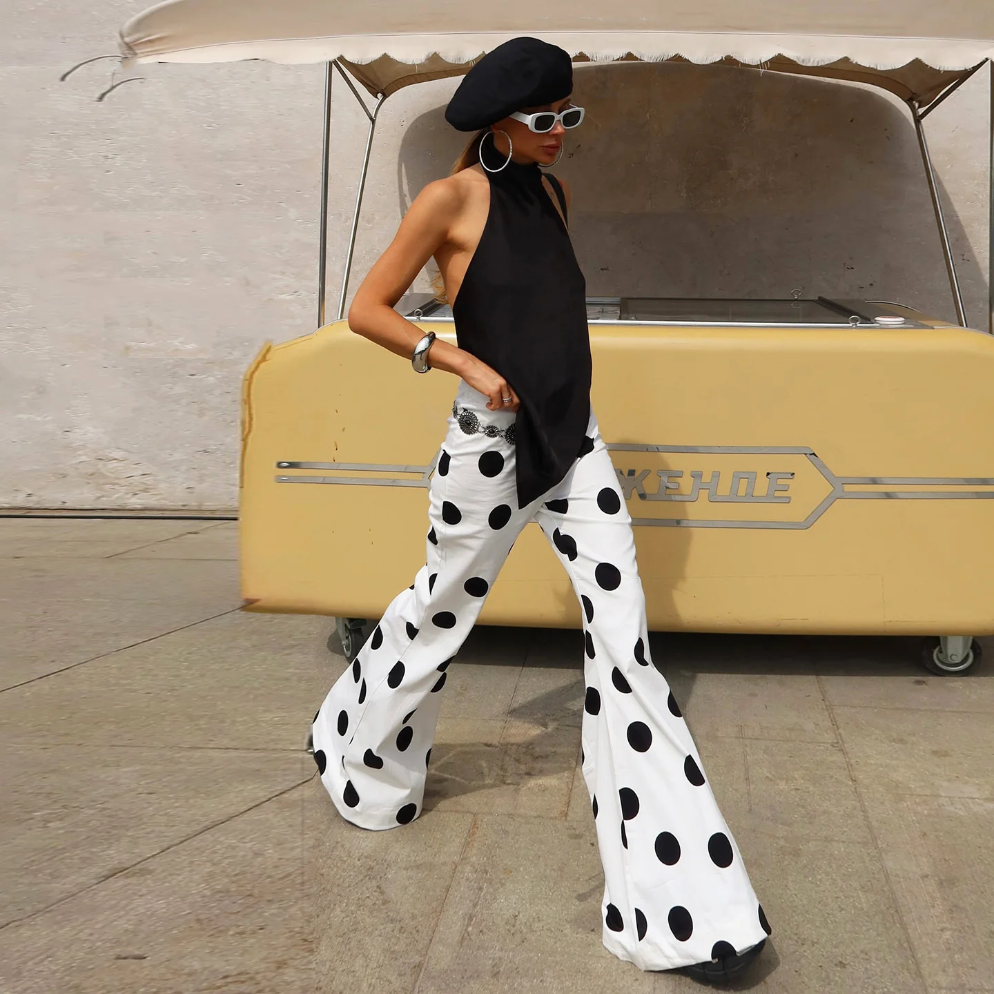 Damen Modische Schlaghose mit stilvollem Polka-Dot-Design Heidi-Mode - Image 2