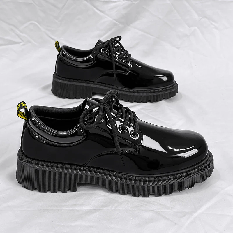 Damen Modische Schnürschuhe mit glänzender Oberfläche und rutschfester Sohle R&B - Image 3