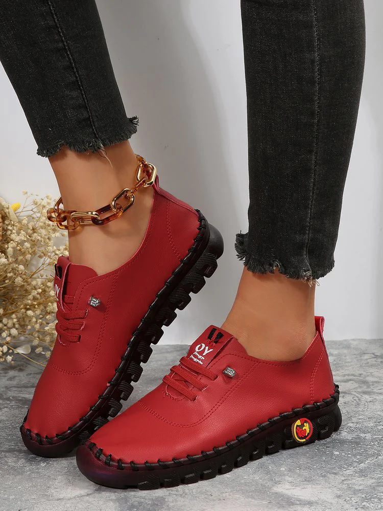 Damen modische Schnürschuhe aus Kunstleder mit rutschfester Sohle und ergonomischem Fußbett R&B - Image 6