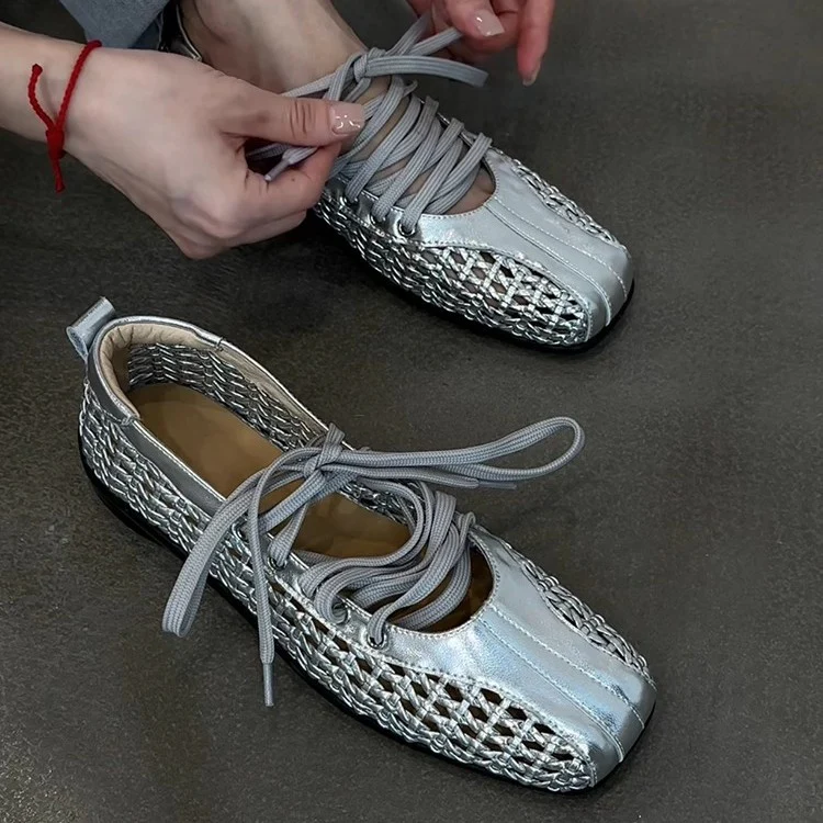 Damen modische Schnürschuhe mit atmungsaktiver Obermaterialstruktur und elastischen Riemen R&B - Image 3