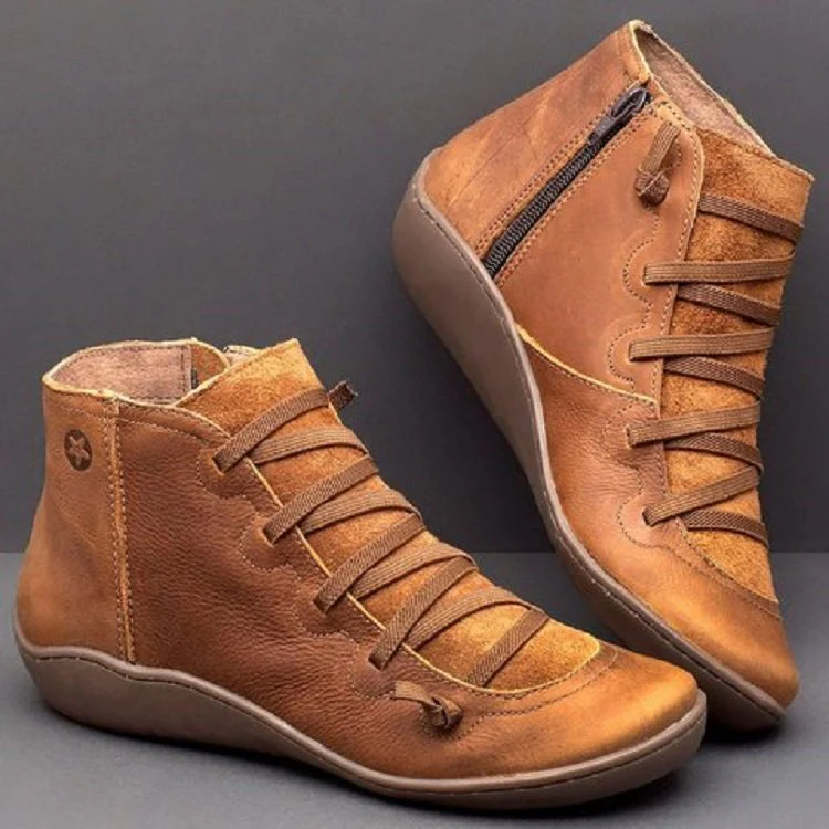 Damen Modische Schnürstiefeletten aus hochwertigem Leder und samtiger Textur R&B - Image 2