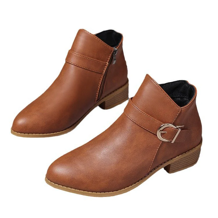 Damen modische Schnürstiefeletten mit dekorativem Riemen und robustem Reißverschluss R&B - Image 5