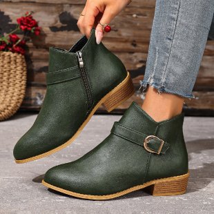 Damen modische Schnürstiefeletten mit dekorativem Riemen und robustem Reißverschluss R&B - Image 8