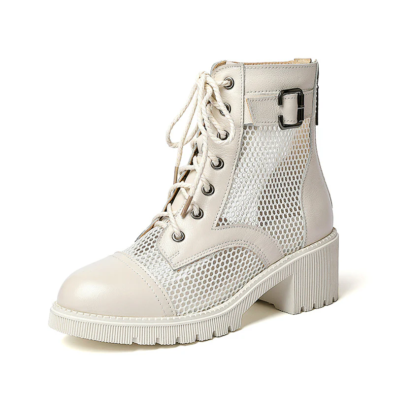 Damen modische Schnürstiefeletten mit modernem Netzdesign und robustem Blockabsatz R&B - Image 5