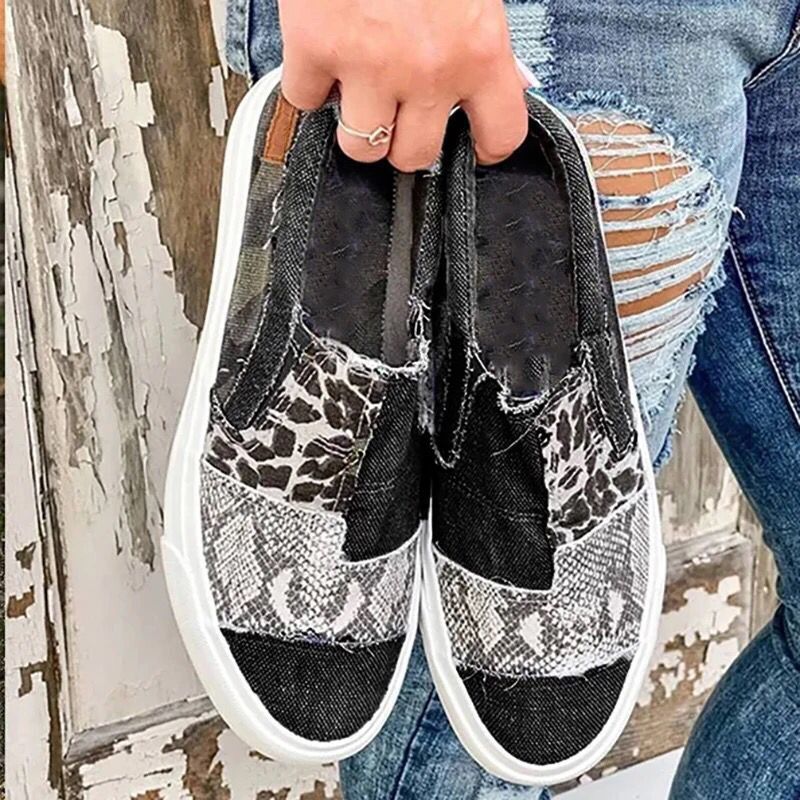 Damen modische Slip-On Sneakers mit unterschiedlichen Tiermustern R&B - Image 8