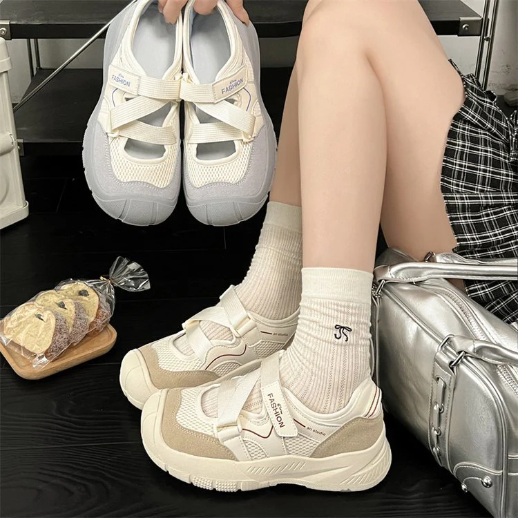 Damen modische Sneaker mit einzigartigem Riemchendesign und atmungsaktiver Oberflächenstruktur R&B - Image 4