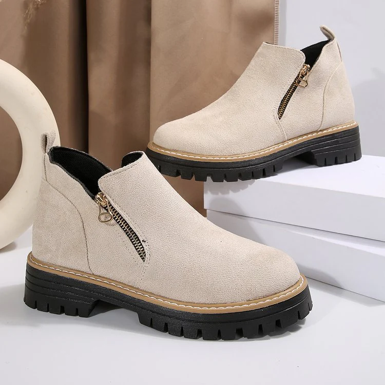 Damen Modische Stiefeletten mit seitlichem Reißverschluss und robustem Profil R&B - Image 7