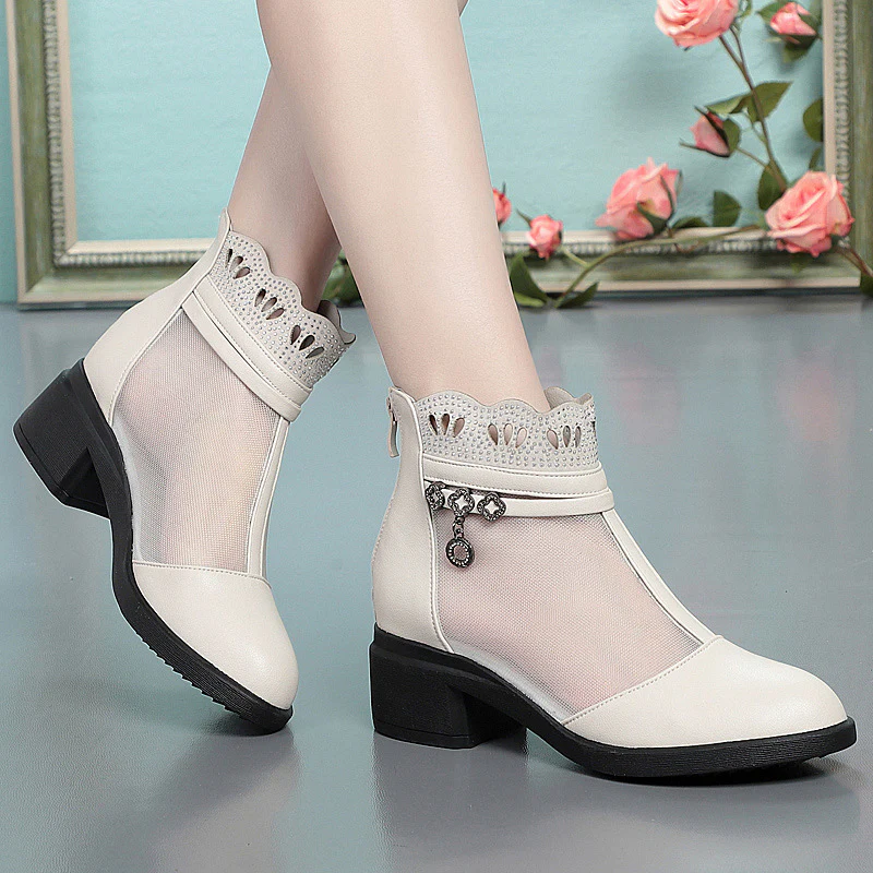Damen Modische Stiefeletten mit transparentem Mesh-Einsatz und funkelndem Schmuckdetail R&B - Image 2
