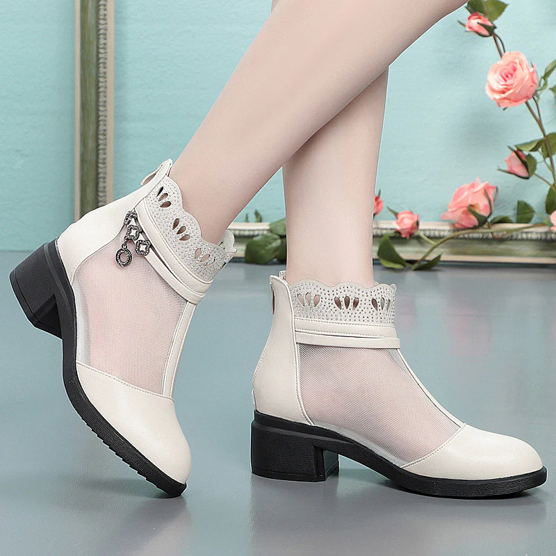 Damen Modische Stiefeletten mit transparentem Mesh-Einsatz und funkelndem Schmuckdetail R&B - Image 3