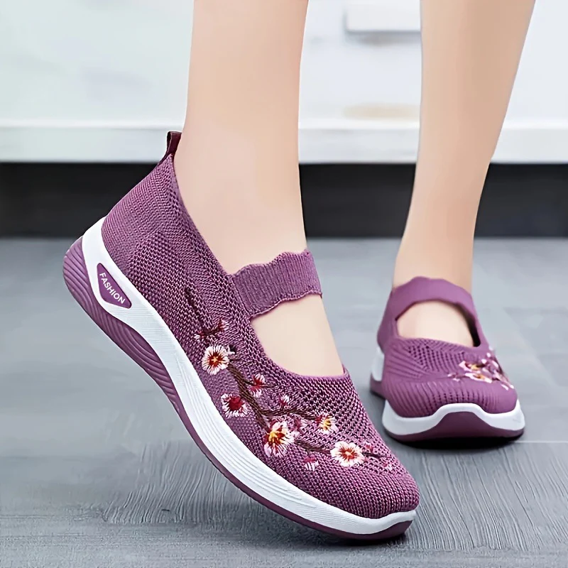 Damen modische Stoffschuhe mit elastischem Riemen und floralem Design R&B - Image 12