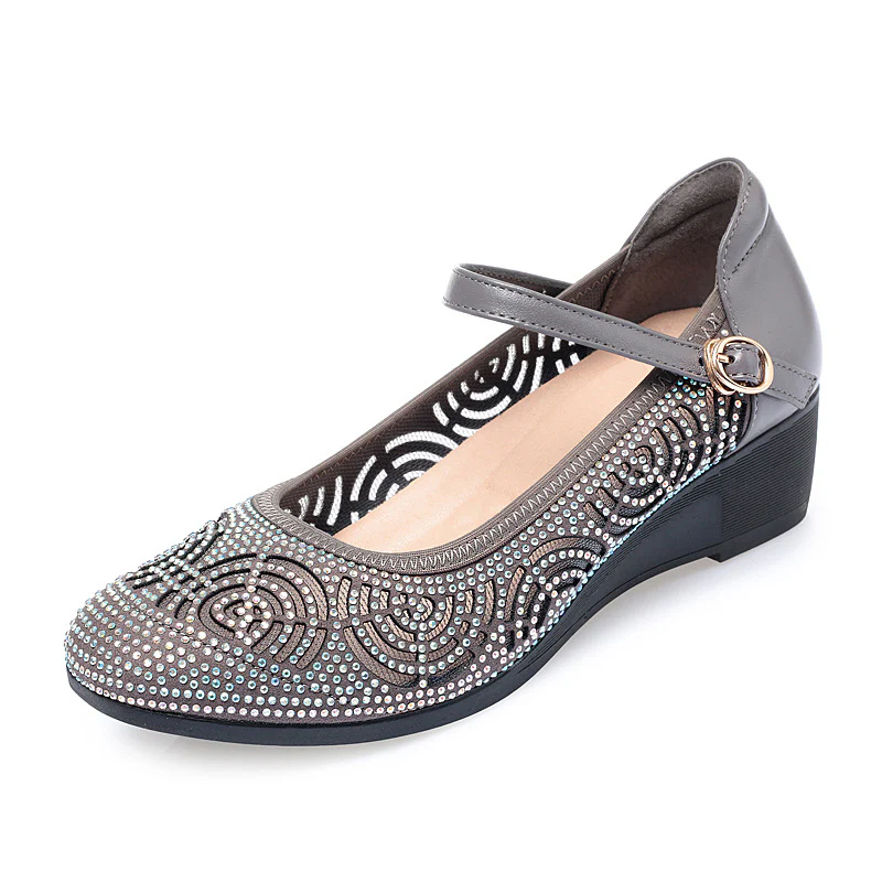 Damen Modische und funkelnde Ballerinas mit verstellbarem Riemen und rutschfester Sohle R&B - Image 7
