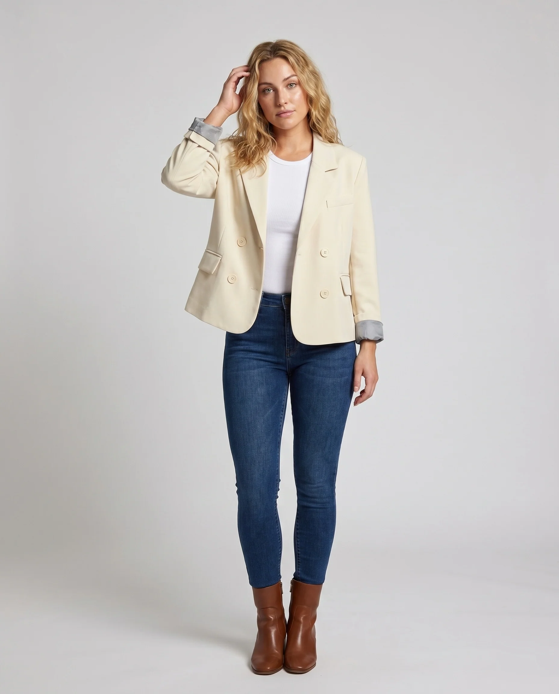 Damen Modischer Blazer mit doppelter Knopfleiste und eleganten Details R&B