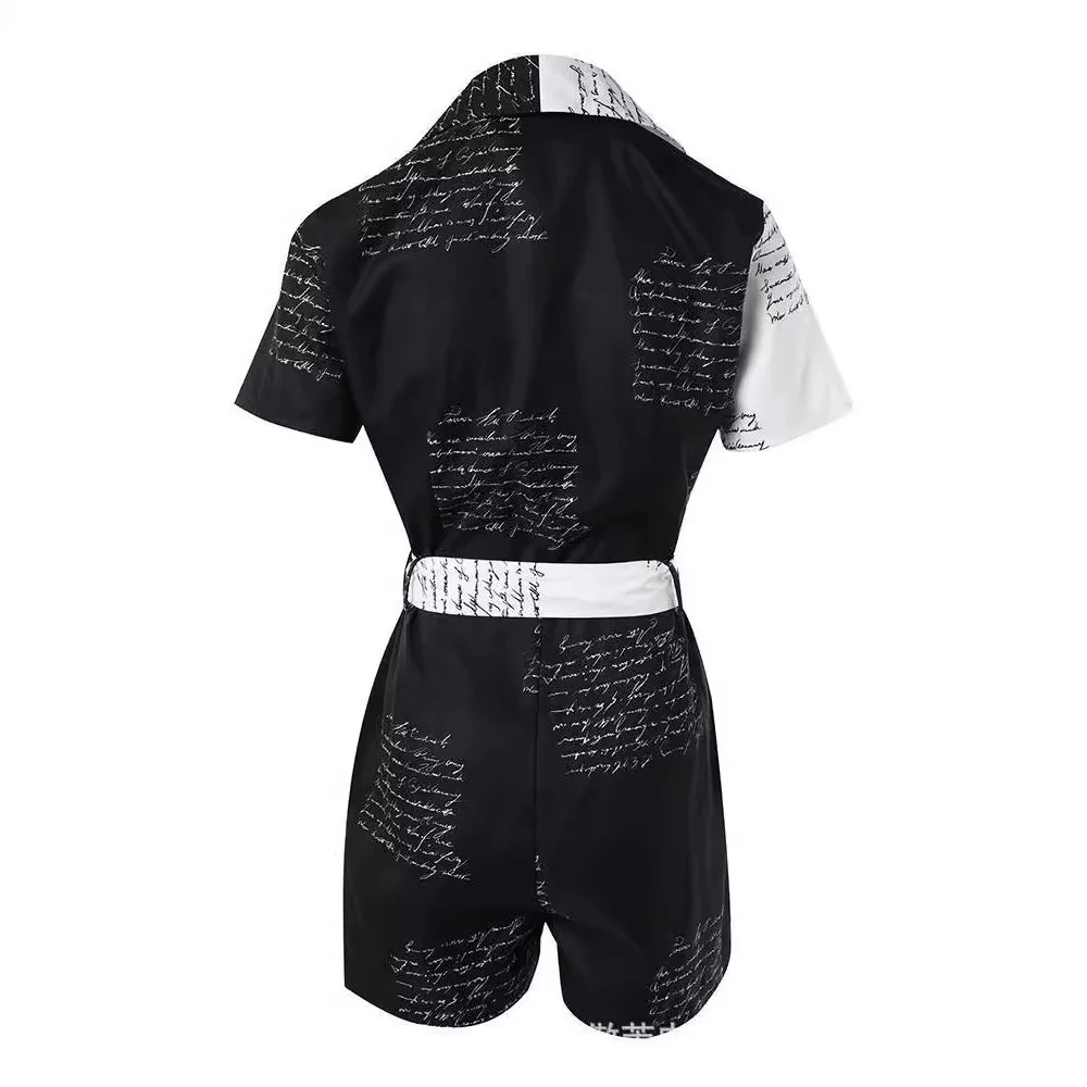 Damen Modischer Jumpsuit mit Schriftzug-Design und tailliertem Schnitt R&B - Image 4