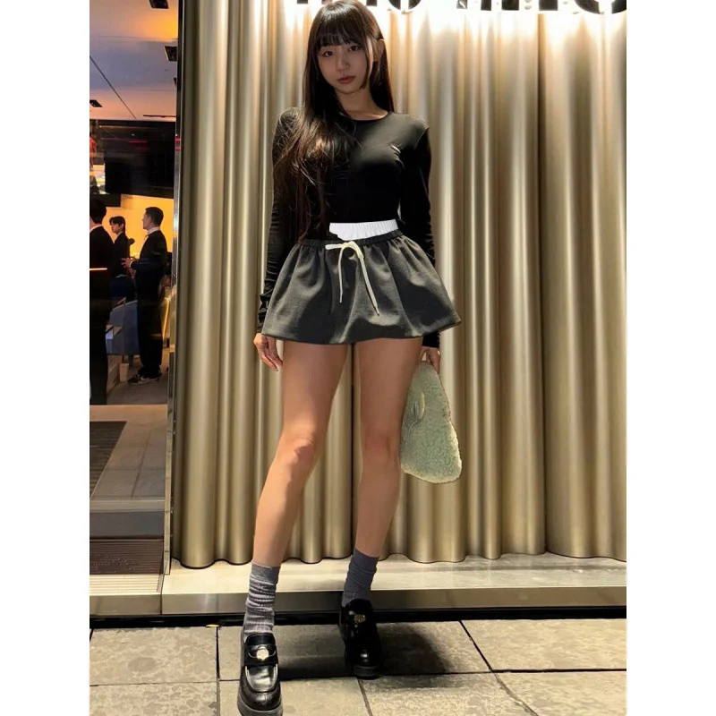 Damen Modischer Minisch skirt mit elastischem Bund und seitlichem Kordelzug R&B - Image 2