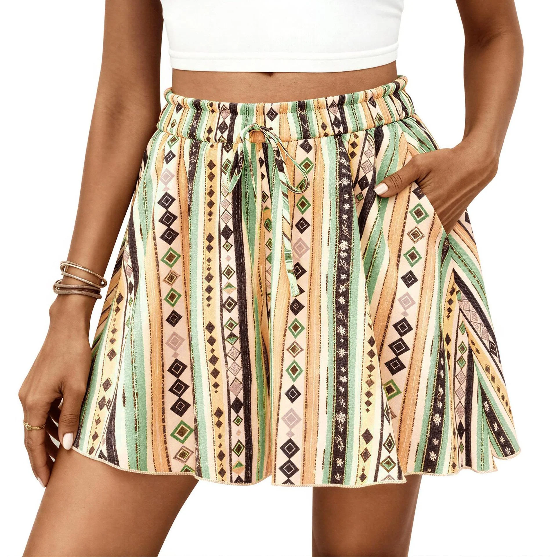 Damen Modischer Sommerrock mit elastischem Bund und Taschen R&B - Image 10