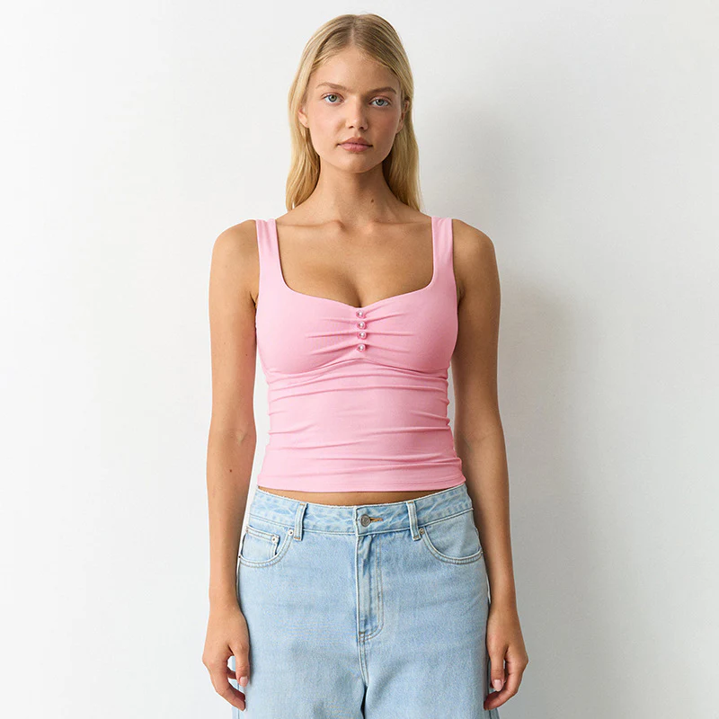 Damen modisches Bustier-Oberteil mit dekorativen Knopfdetails R&B - Image 6