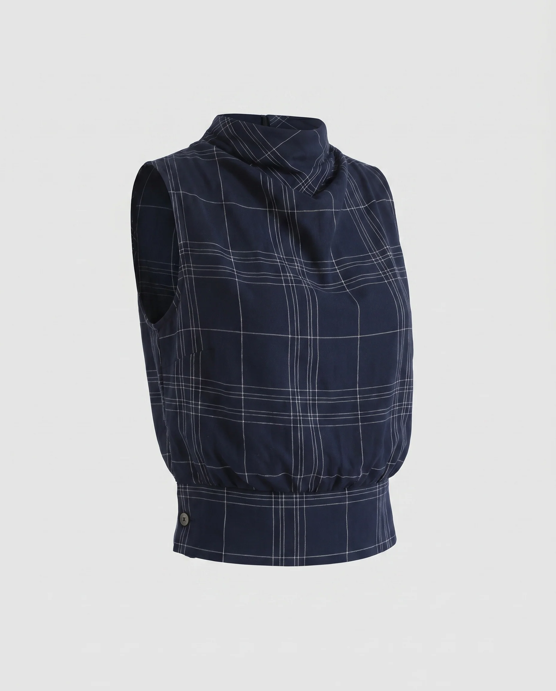 Damen Modisches Crop-Top mit elegantem Stehkragen und Karomuster R&B - Image 5