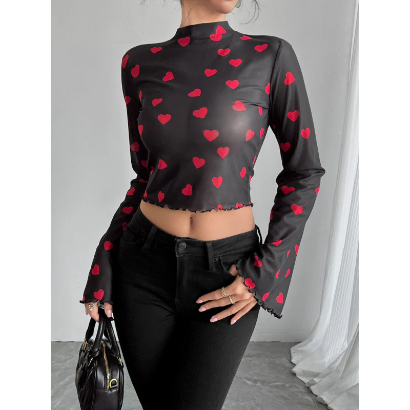 Damen modisches Langarm-Top mit weit geschnittenen Ärmeln und edlem Paisley-Muster R&B - Image 2