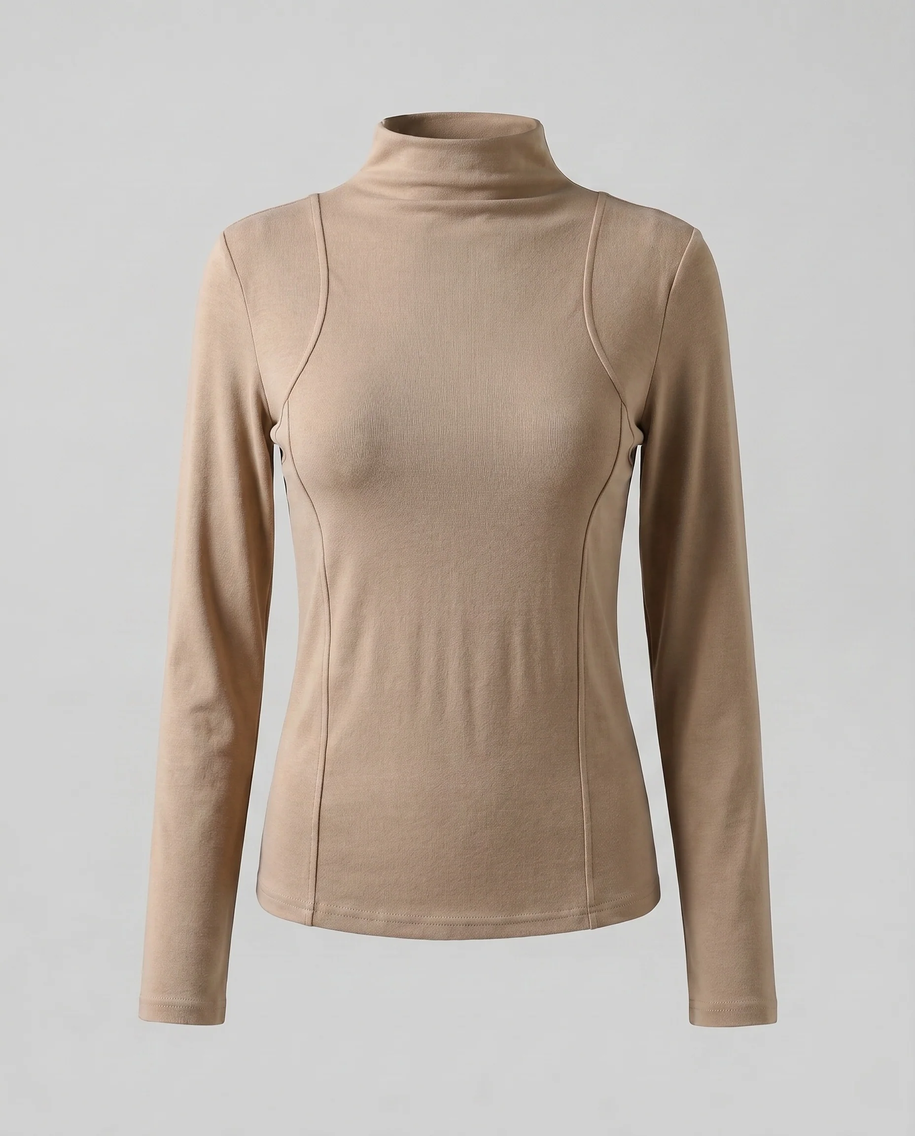 Damen modisches Langarmoberteil mit hohem Kragen und feinem Stretchmaterial R&B - Image 8
