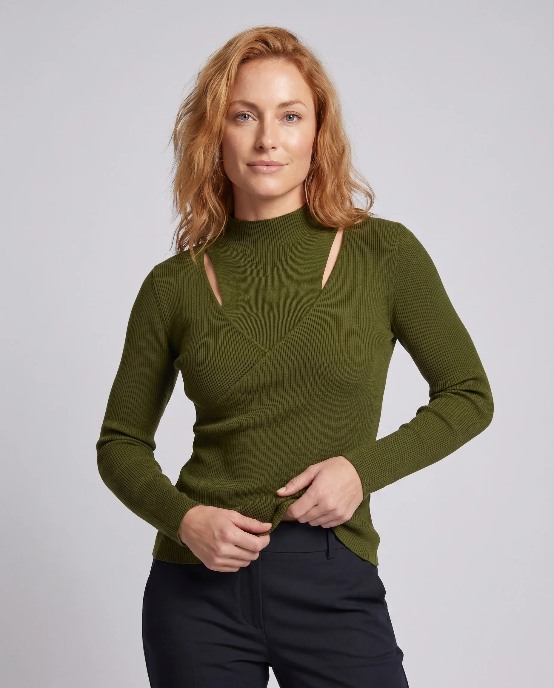 Damen modisches Oberteil mit asymmetrischem Design und angesagtem Cut-Out - Image 2