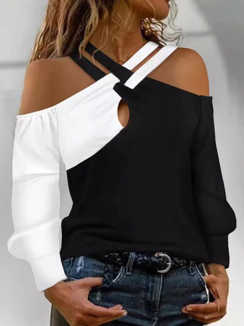 Damen Modisches Oberteil mit Cut-Out-Design und asymmetrischen Ärmeln R&B - Image 6