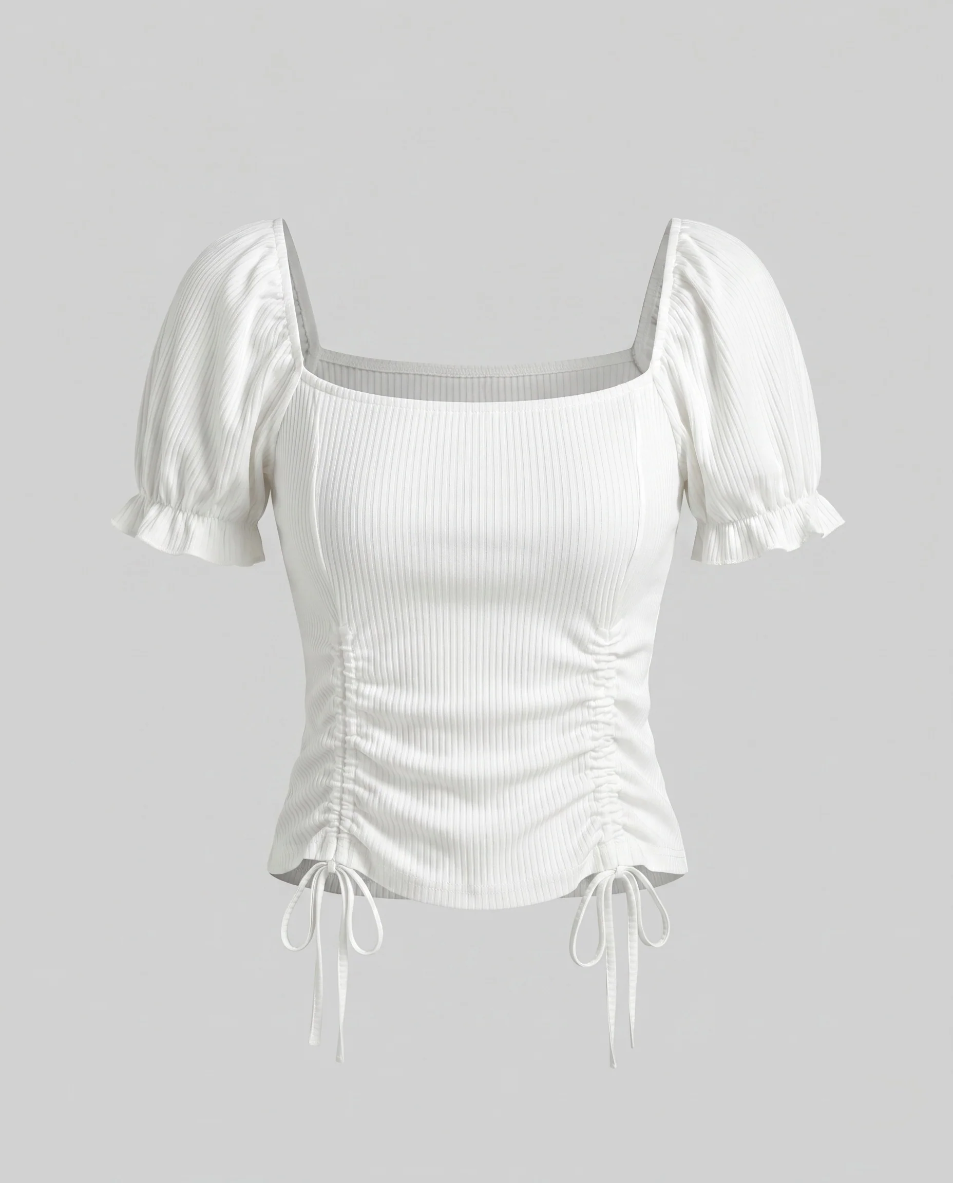 Damen modisches Oberteil mit raffinierten Rüschendetails und verstellbaren Kordeln - Image 5