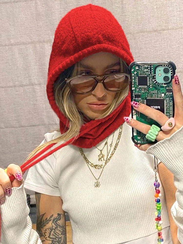 Damen modisches Strickoberteil mit Kapuze und langen Ärmeln R&B - Image 2