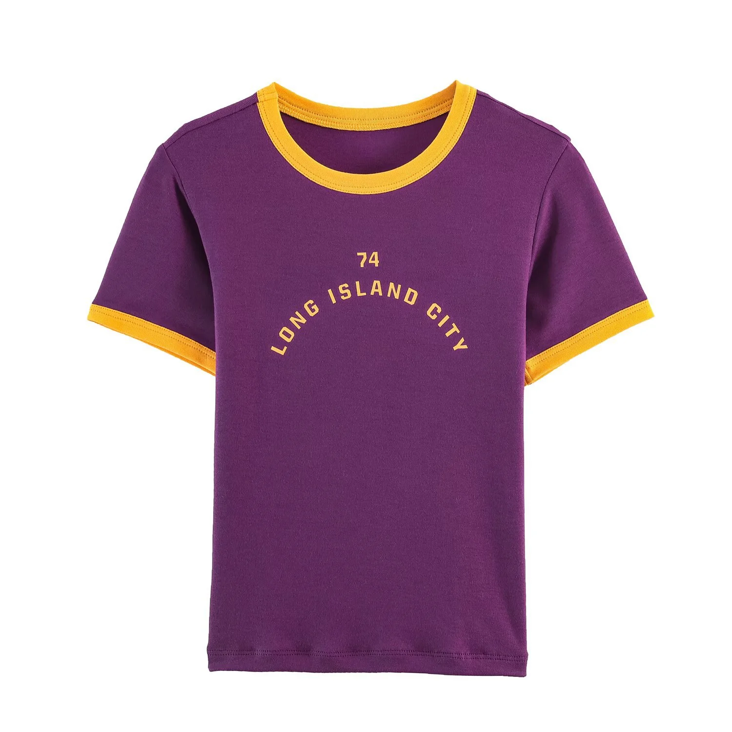 Damen modisches T-Shirt mit kontrastierenden Ärmeln und aufgedrucktem Schriftzug R&B - Image 3