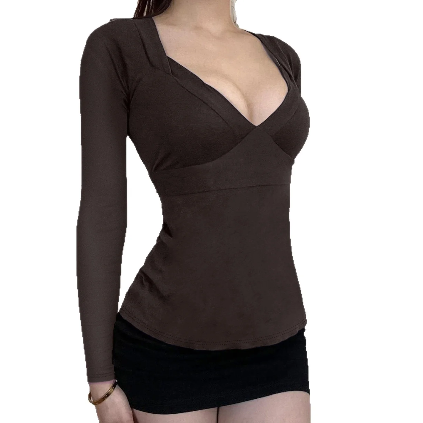 Damen modisches Wickeltop mit V-Ausschnitt und angesagtem Bindedetail R&B - Image 5