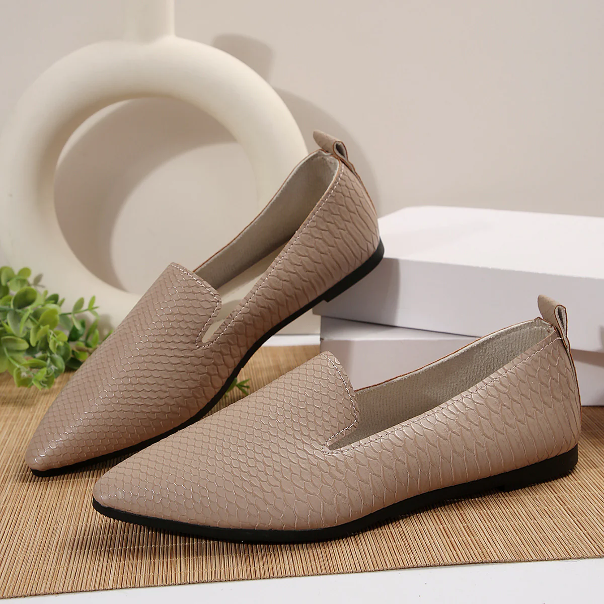 Damen Mokassin-Schuhe mit eleganter reptilartiger Optik und komfortablem Fußbett R&B - Image 11