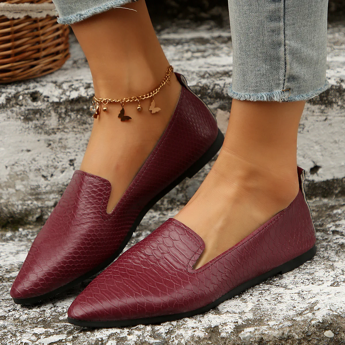 Damen Mokassin-Schuhe mit eleganter reptilartiger Optik und komfortablem Fußbett R&B - Image 12