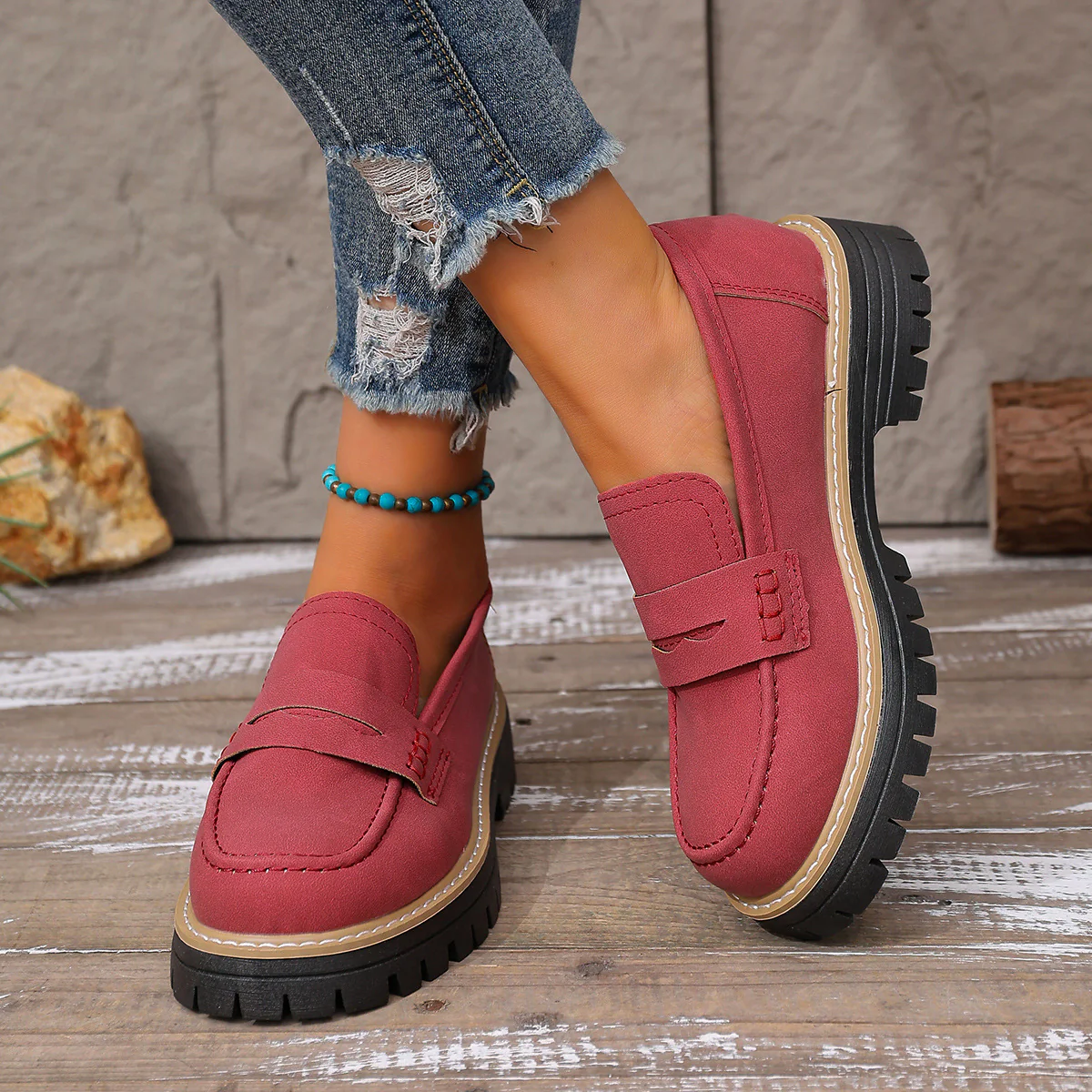 Damen Schuhe aus weichem Wildleder mit rutschfester Sohle und komfortablem Innenfutter R&B - Image 2