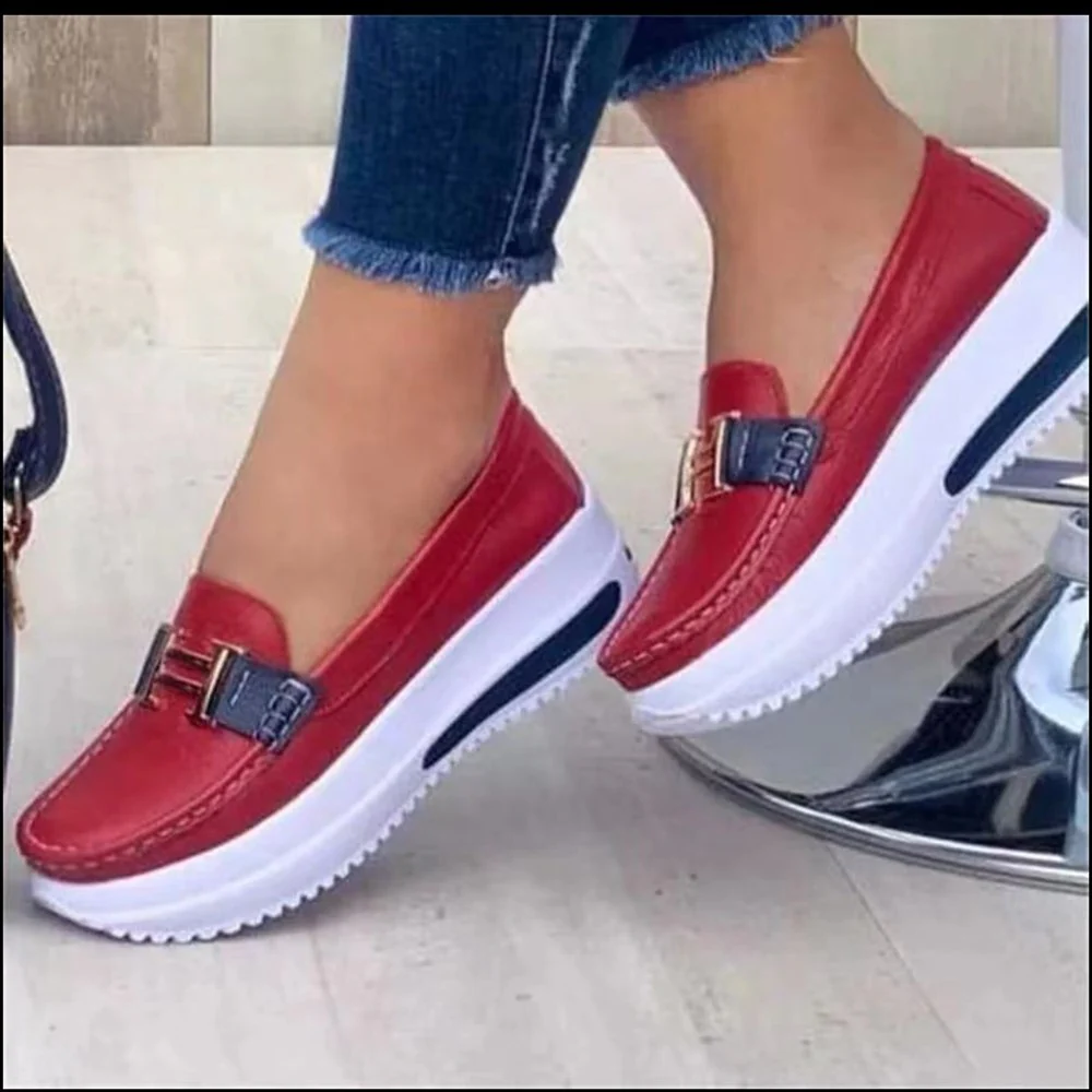 Damen Mokassins mit eleganter Schnallenschnalle und trendiger Plateausohle R&B - Image 14
