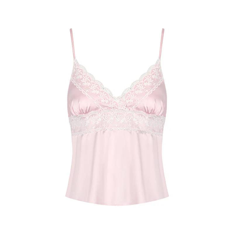 Damen Nackt-Satin Top mit zarten Spitzeinsatz und verstellbaren Trägern R&B - Image 6