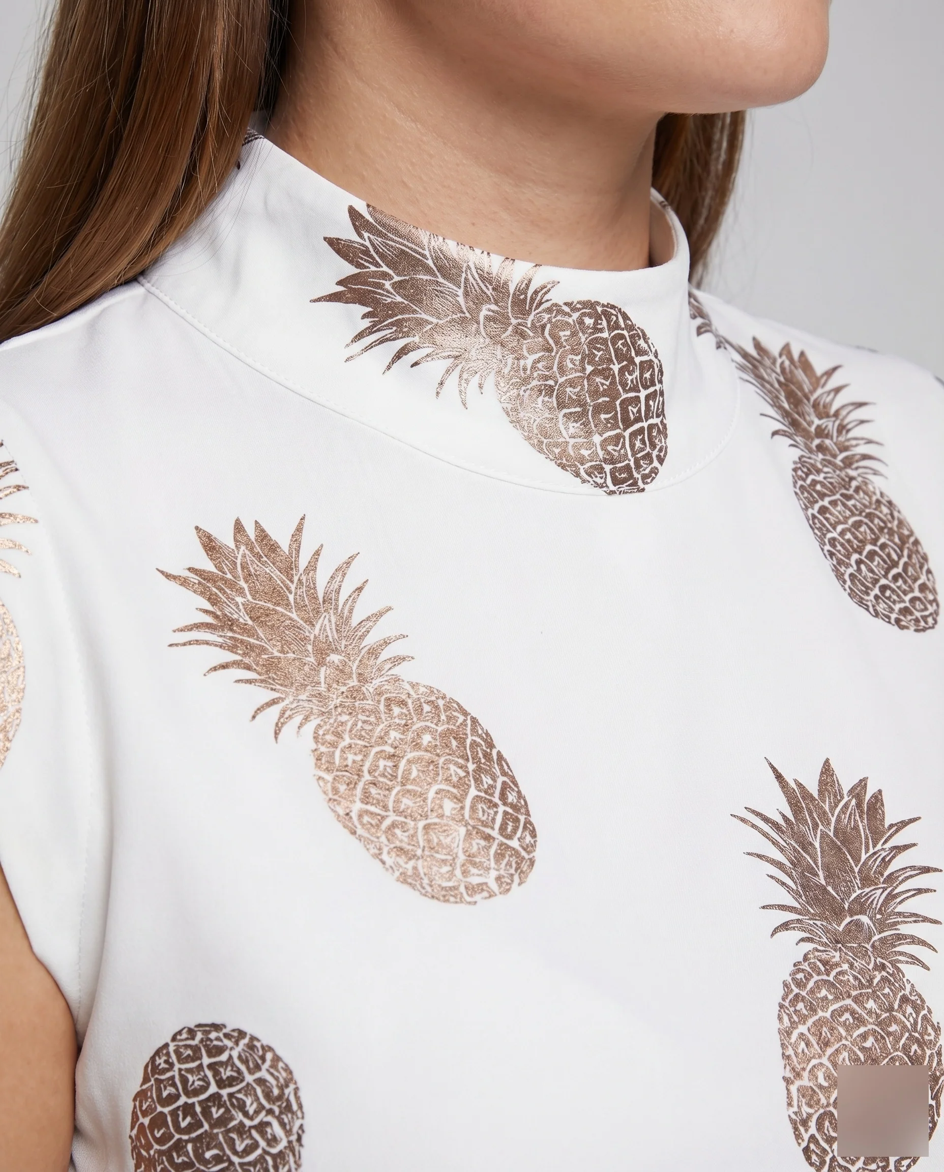Damen Boxy-Top Wattierte Schultern Letterprint - Image 3