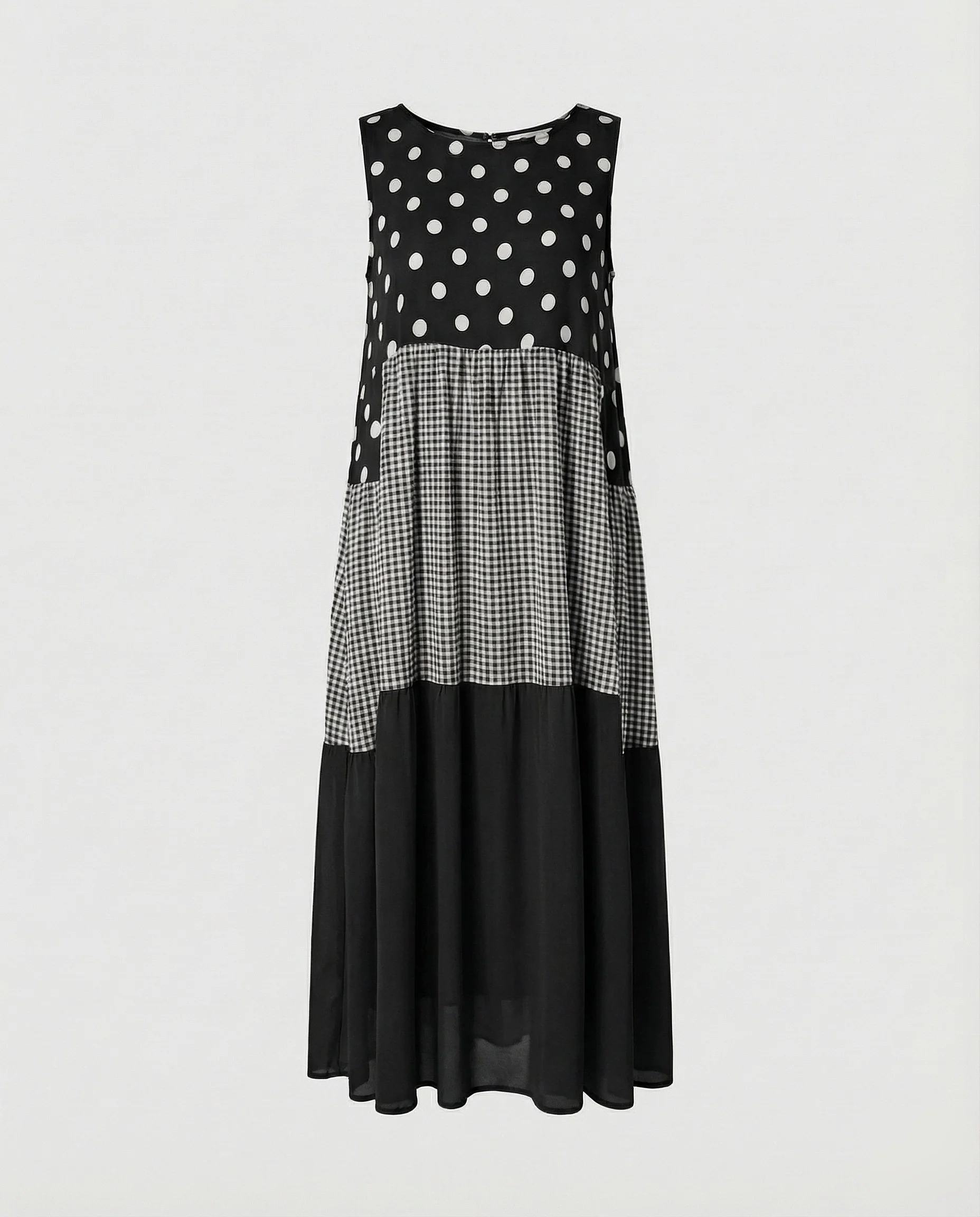 Damen Stufen Maxikleid mit Punkt-Streifen-Mix - Image 7