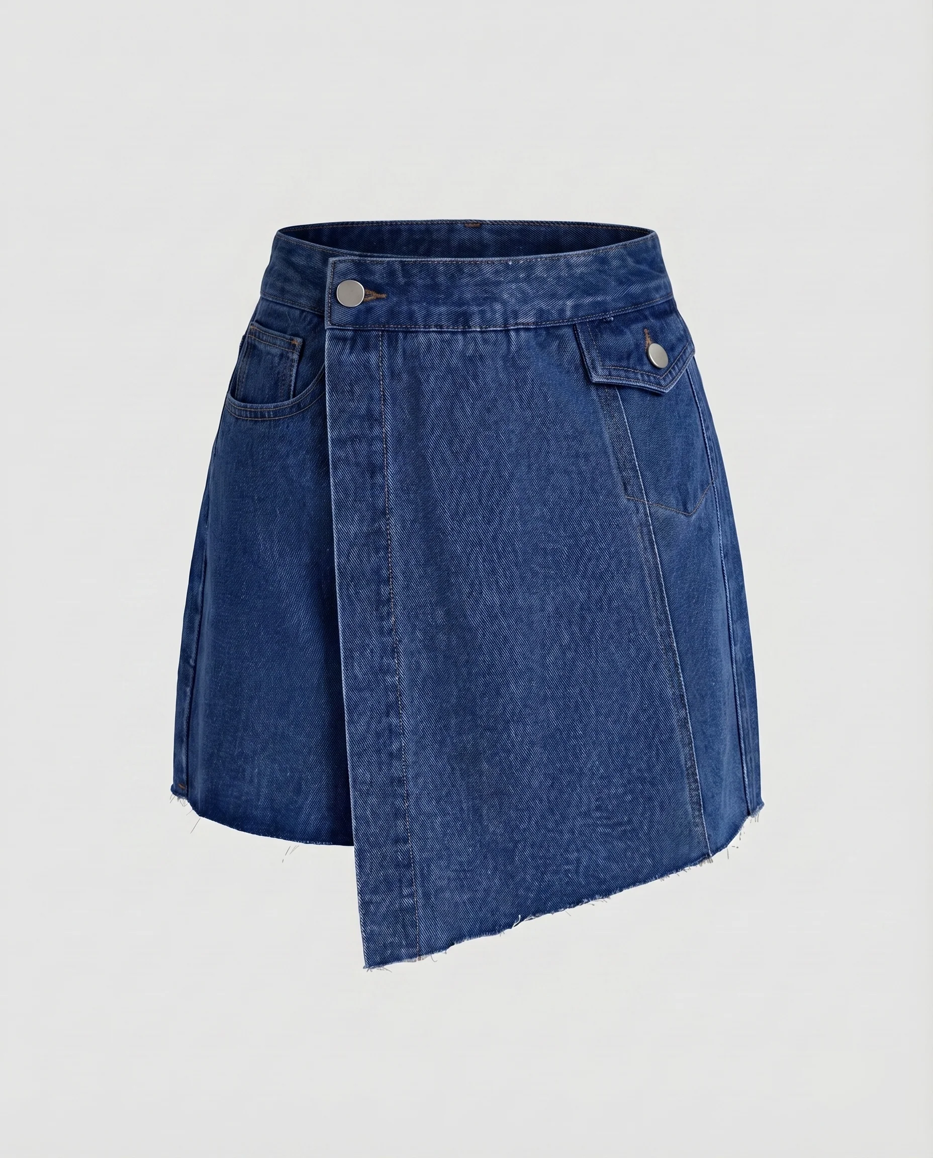 Damen Jeans-Wickelrock High-Waist Roher Saum - Image 6