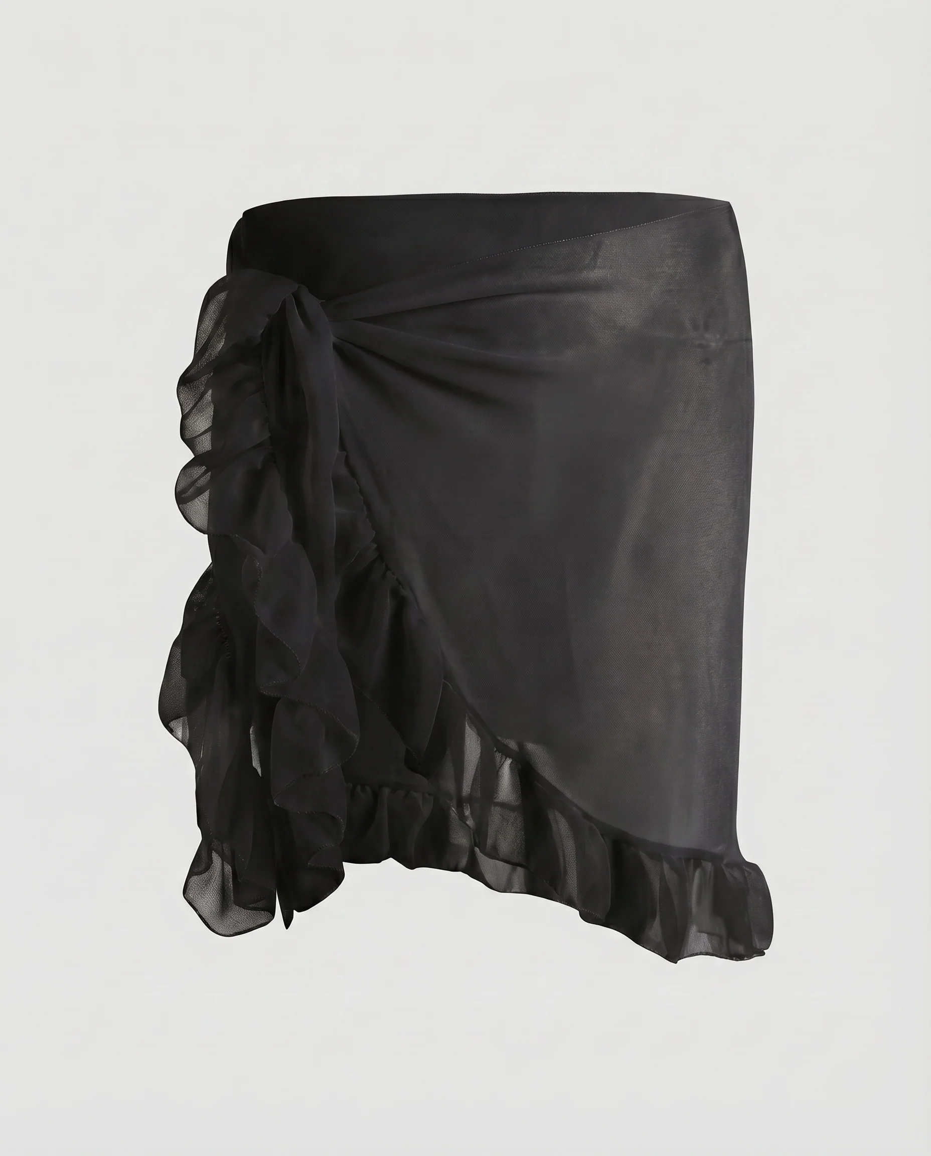 Damen Wickelrock Asymmetrisch Volants Rüschen - Image 8