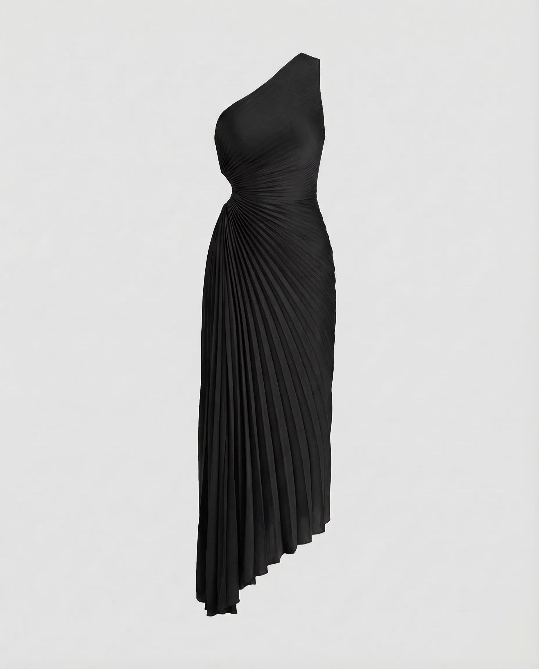 Damen Ein-Schulter-Plissee-Abendkleid Taillenausschnitt - Image 10