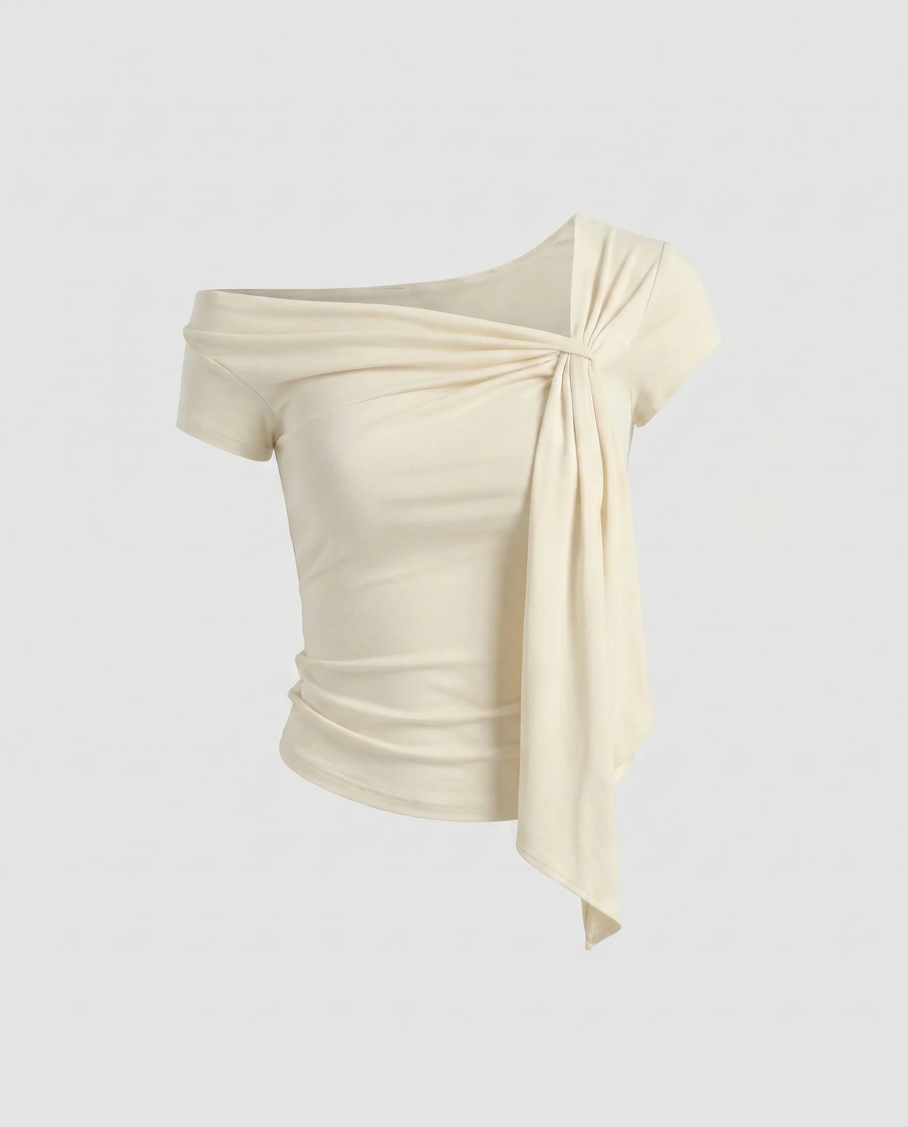 Damen nan asymmetrisches Wickel-Top mit Knotenapplikation und seitlichem Drapé-Schal - Image 7
