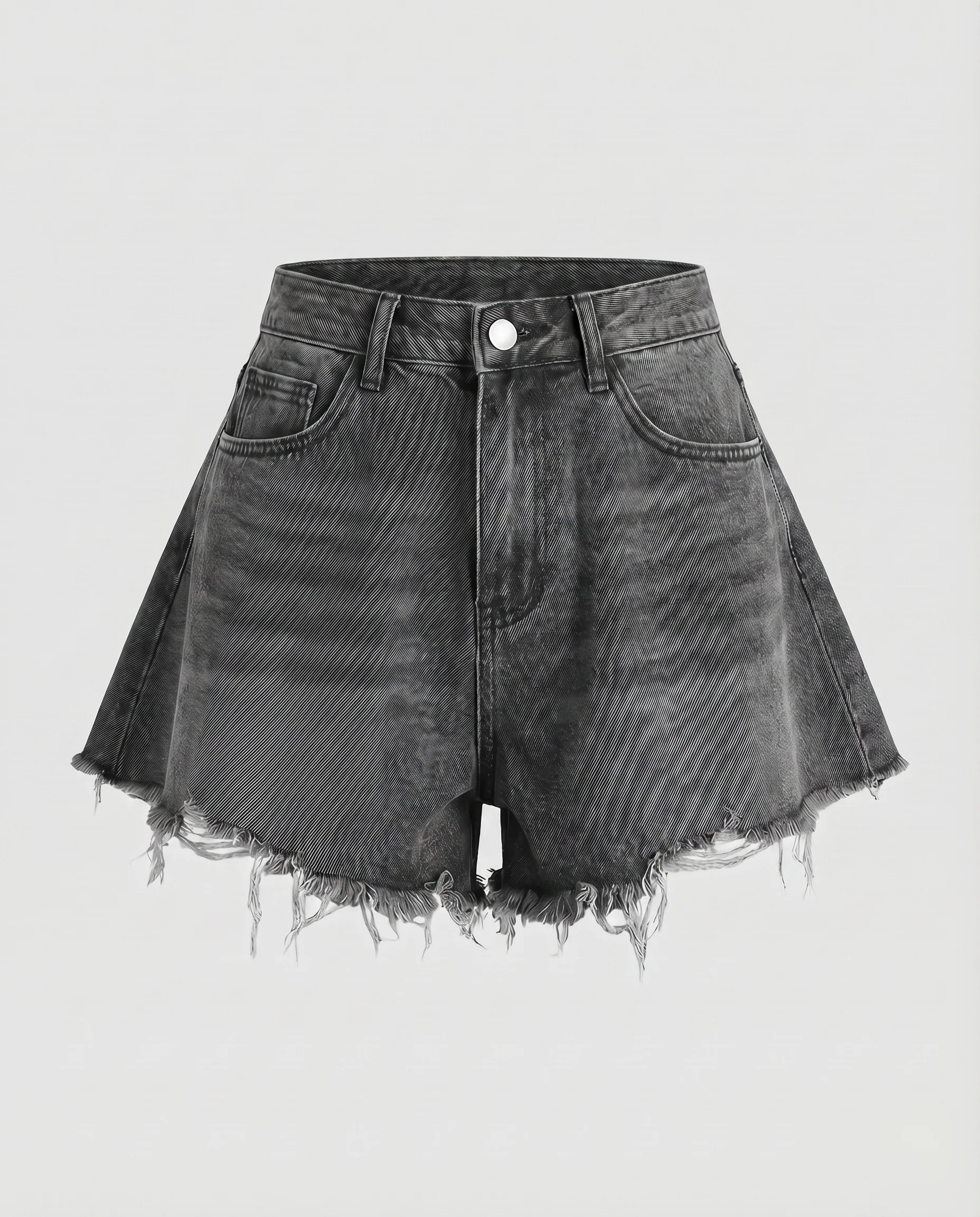 Damen Jeans-Shorts Rockoptik High-Waist Fransensaum - Image 6