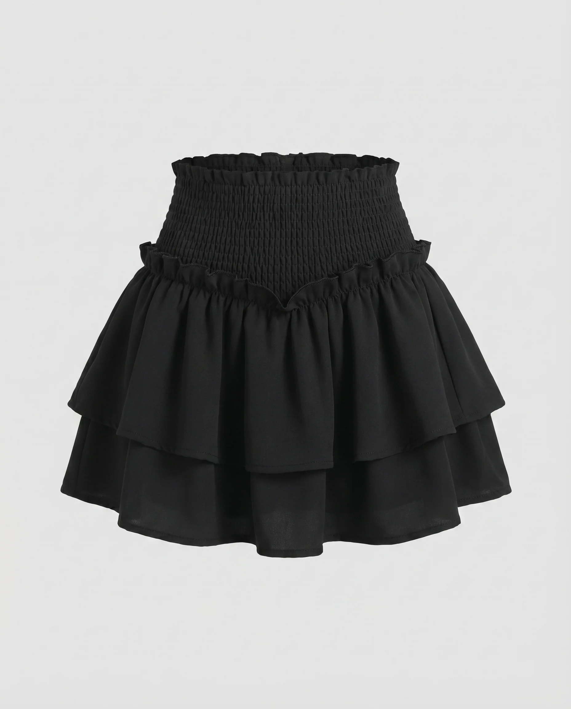 Damen Verspielte Integrierte Innenhose Mischgewebe Volant-Minirock - Image 4