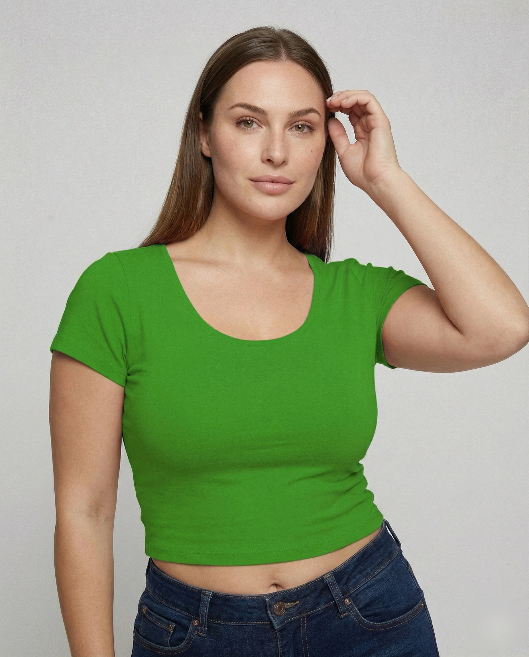 Damen Taillierte Rundhals Baumwollmix Kurzshirt - Image 2