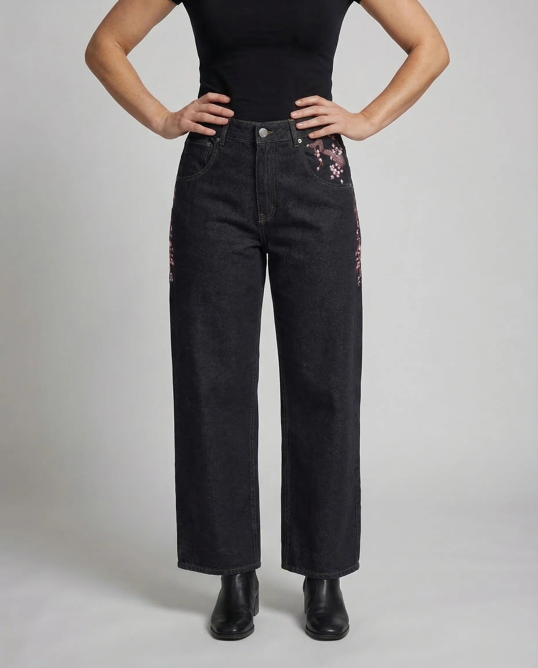 Damen Jeans Bestickt High Waist - Image 2