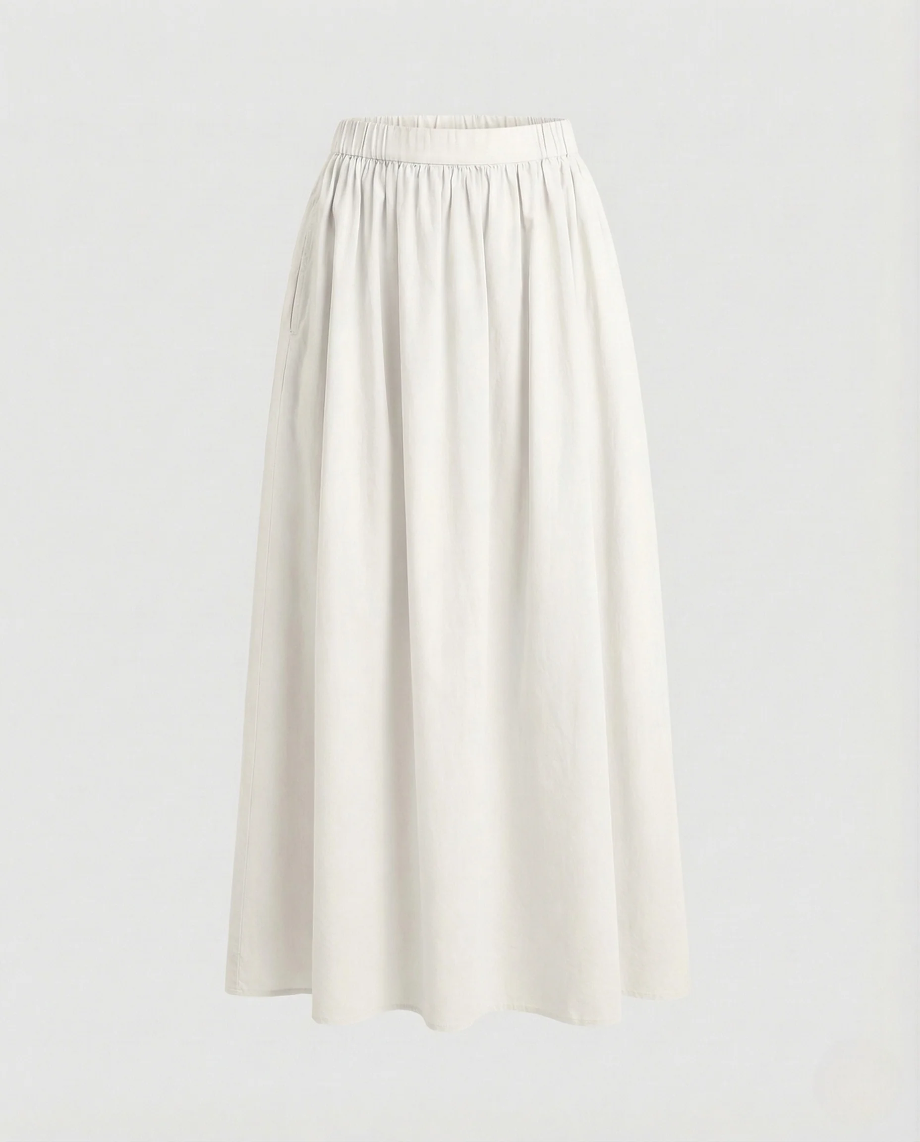 Damen Maxirock Popeline Elastischer Bund Taschen - Image 5